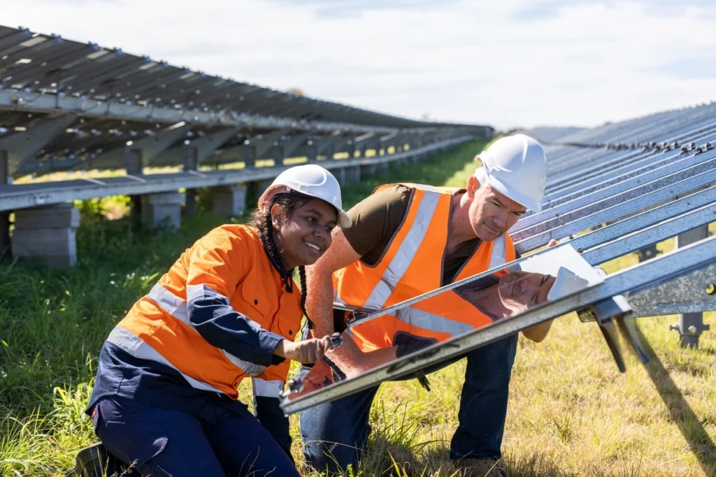 Aboriginal worker on solar farm-two